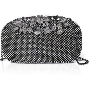 Crystal Evening Bag Rhinestone Formal Clutch Black Silver